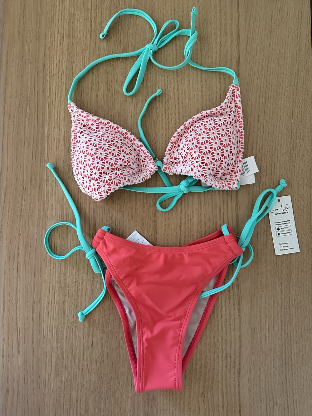 Coral & Mint Two-Piece Bikini Set